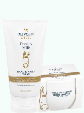 Set unt de corp si crema de maini, cu lapte de magarita