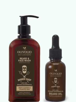 Set sampon si ulei de barba, cu ulei din lemn de cedru
