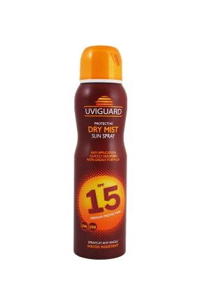 Spray uscat SPF15 Uviguard cu ulei de cocos si argan 150 ml