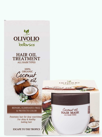 Set masca si tratament pentru par, cu ulei de cocos