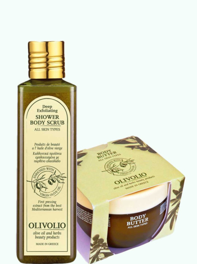 Set gel scrub de dus si unt de corp, cu ulei de masline 