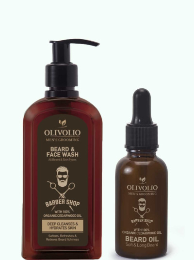 Set sampon si ulei de barba, cu ulei din lemn de cedru