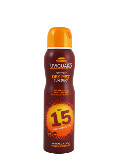 Spray uscat SPF15 Uviguard cu ulei de cocos si argan 150 ml