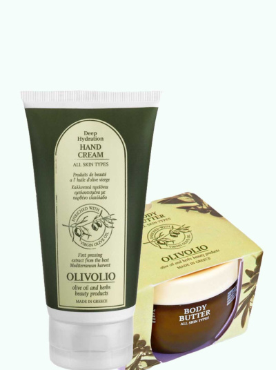 Set unt de corp si crema de maini, cu ulei de masline
